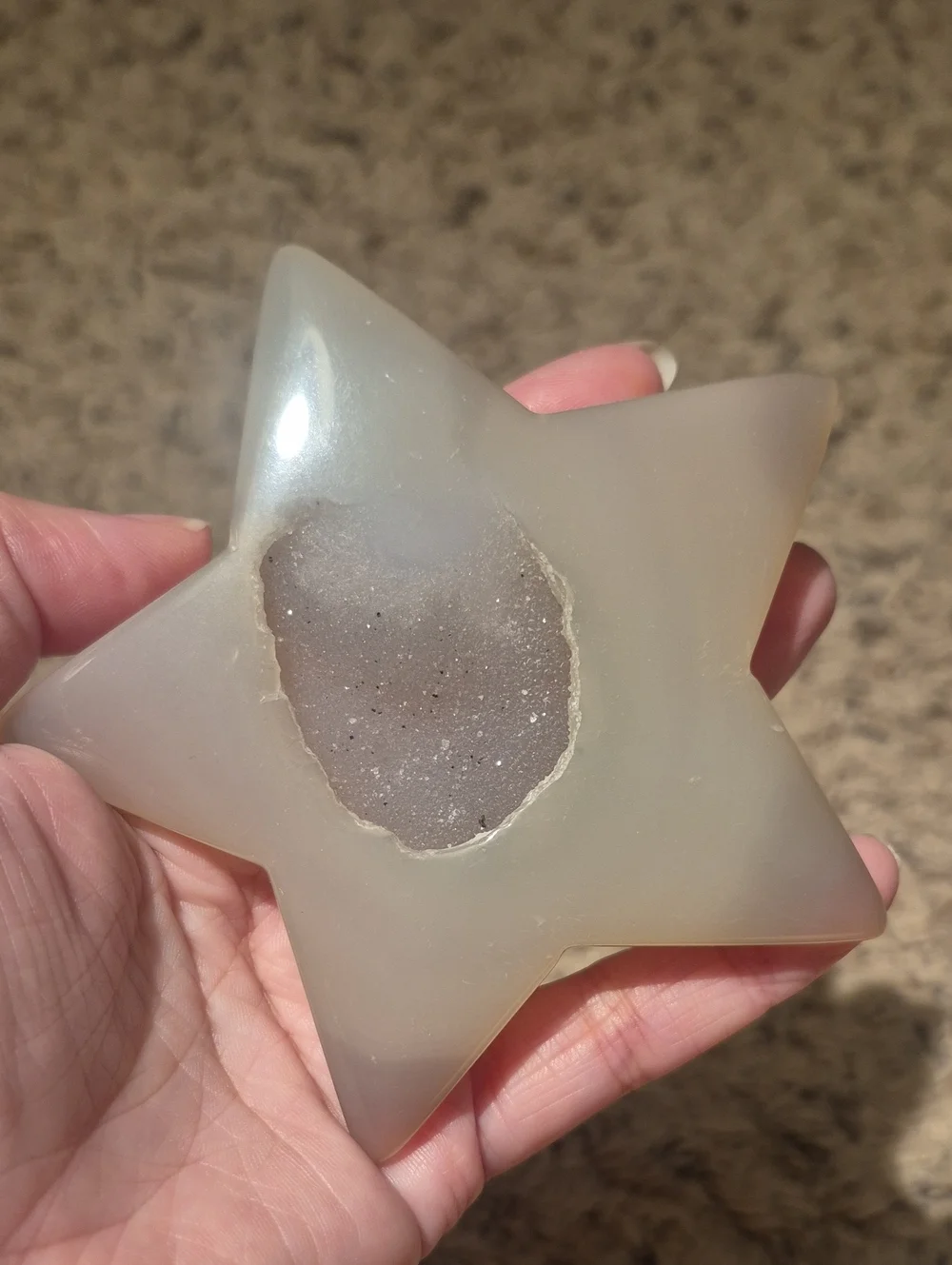 Natural Druzy Agate Star Decorative Accent - Gray